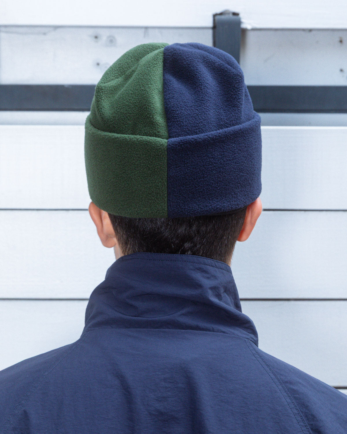 Organic Panel Polar Fleece Beanie - Navy/Olive – Brain Dead