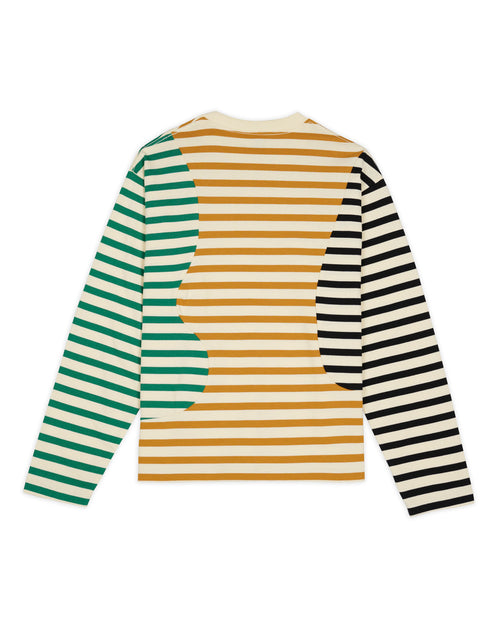 Organic Paneled Stripe Long Sleeve T-Shirt - Cream Multi 2