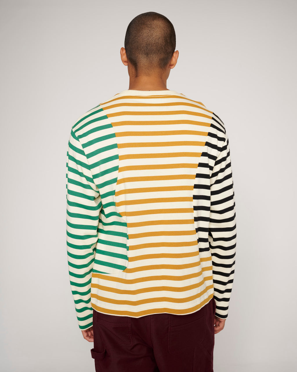 Organic Paneled Stripe Long Sleeve T-Shirt - Cream Multi 5