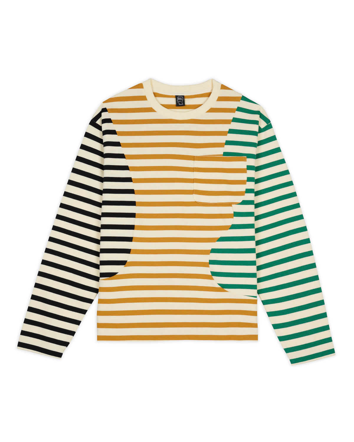 Organic Paneled Stripe Long Sleeve T-Shirt - Cream Multi 1