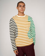 Organic Paneled Stripe Long Sleeve T-Shirt - Cream Multi 4
