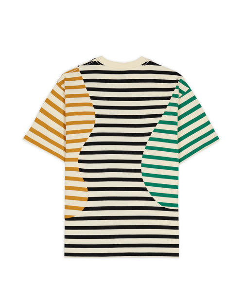 Organic Paneled Stripe Short Sleeve T-Shirt - Cream Multi 2