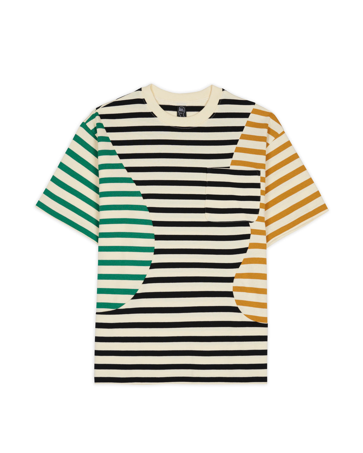 Organic Paneled Stripe Short Sleeve T-Shirt - Cream Multi