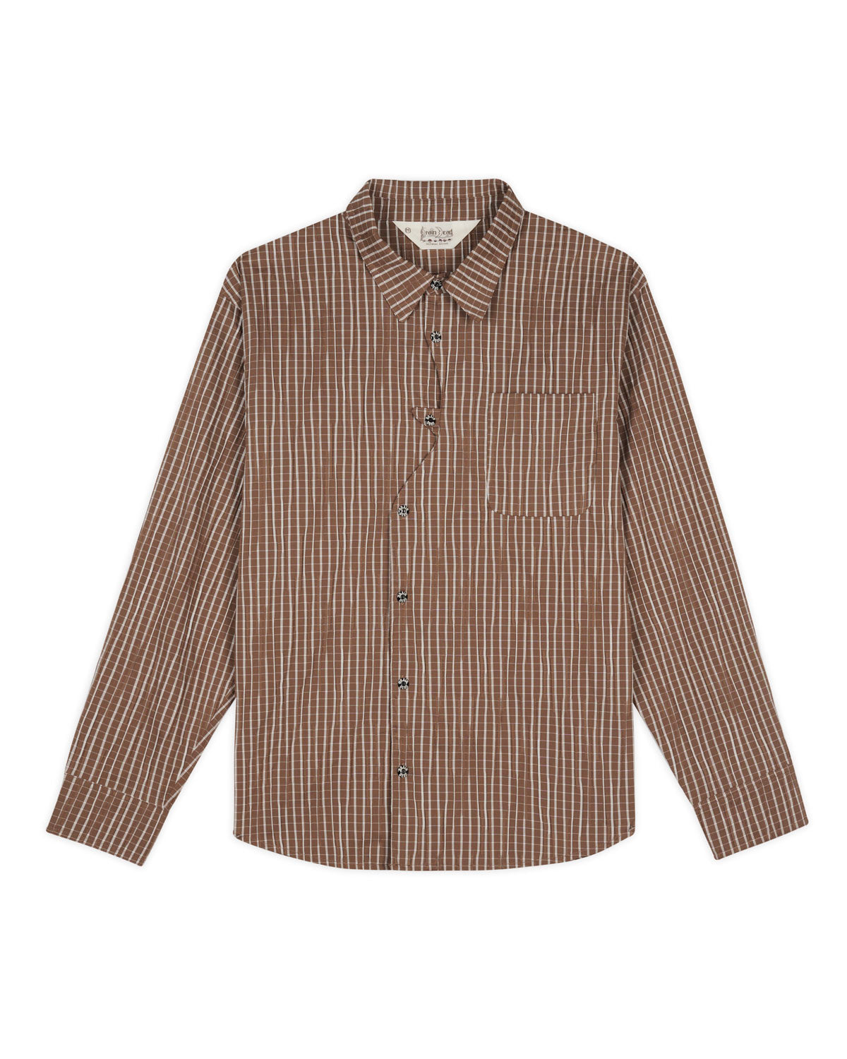 Organic Placket Button Up Shirt - Brown 1