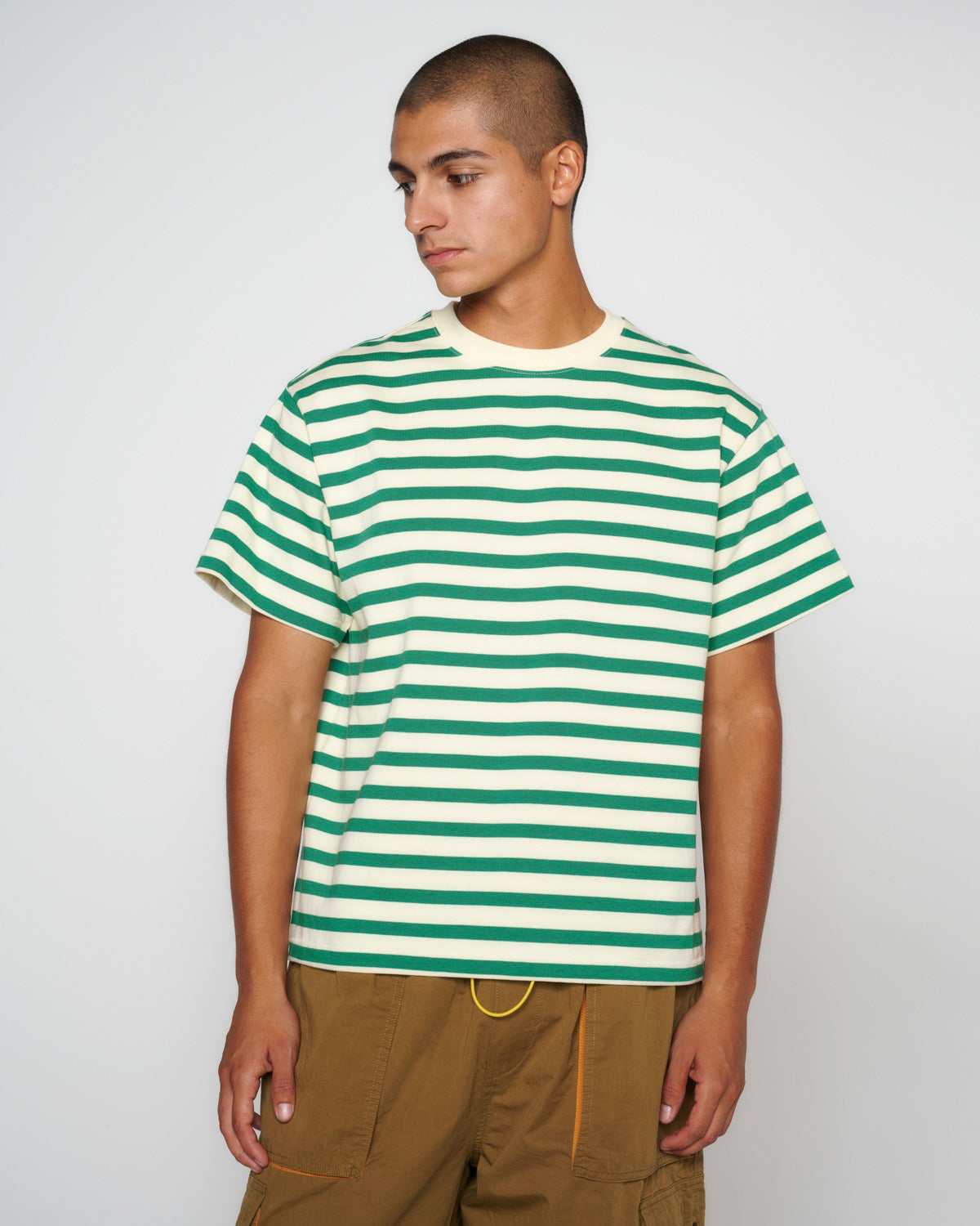 Organic Striped T-shirt - Light Green 4