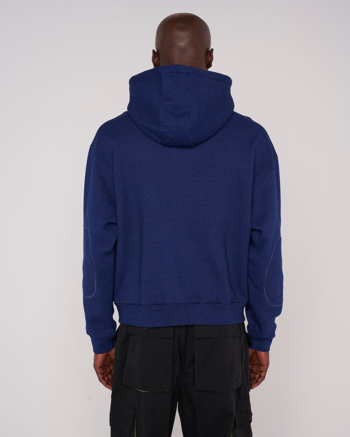 Padded Elbow Zip-Up Hoodie - Indigo 6