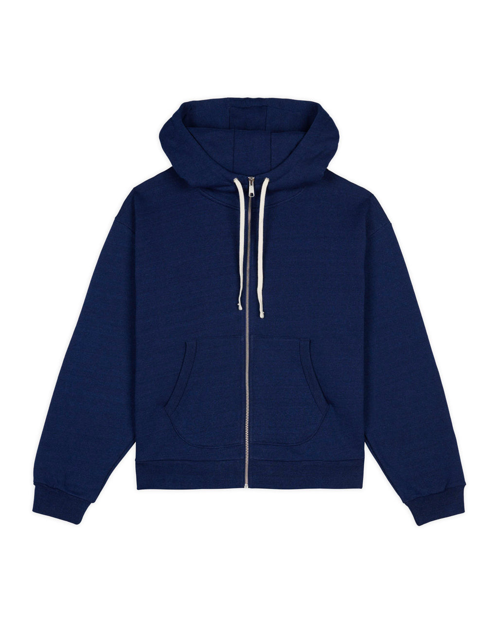 Padded Elbow Zip-Up Hoodie - Indigo 1