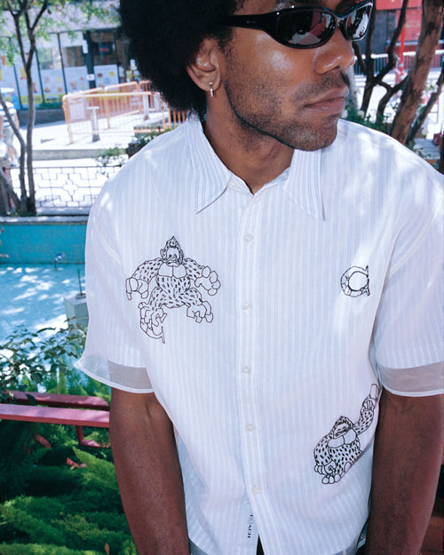 Brain Dead x Coach Striped Camp Shirt - Blue Stripe 2