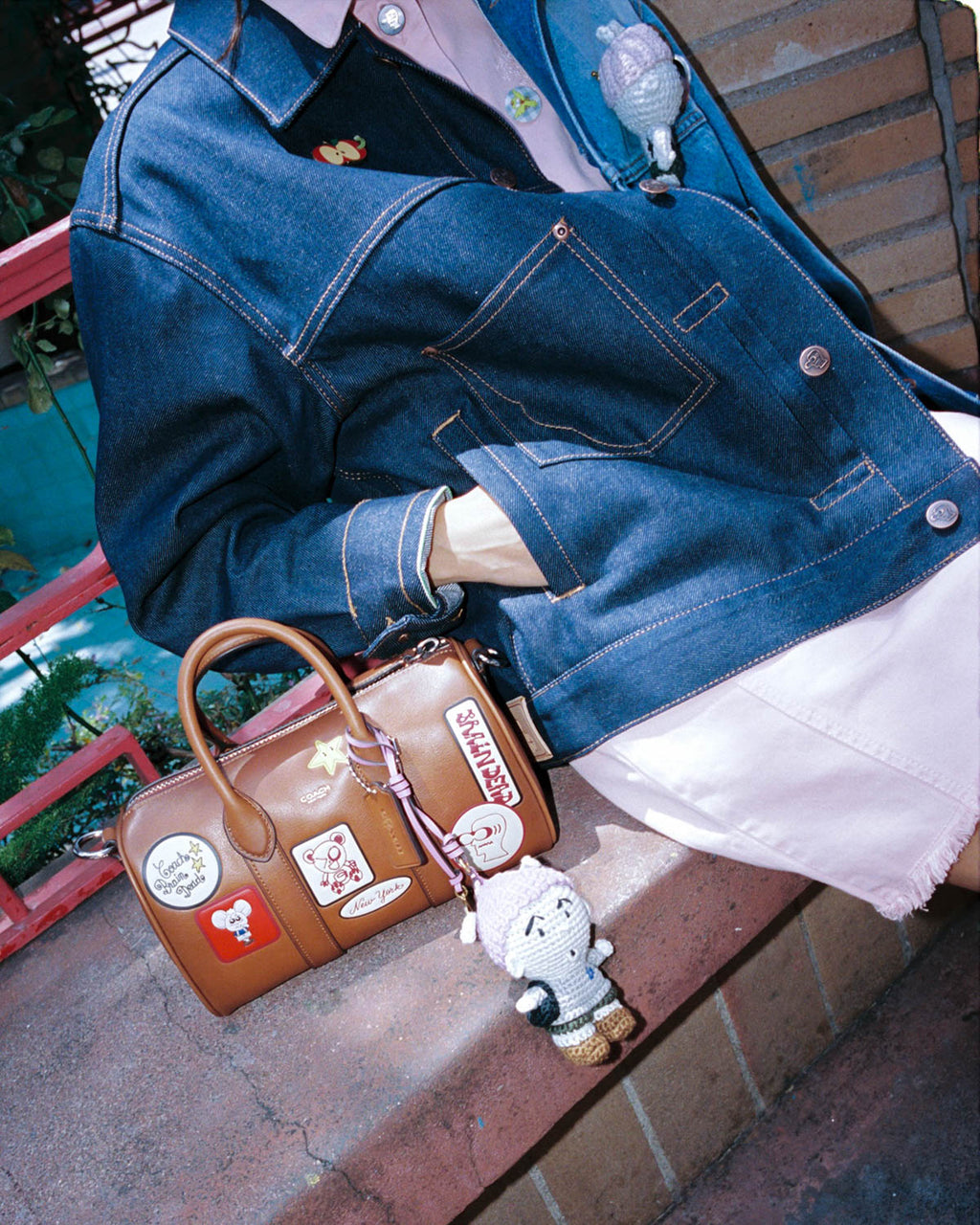 Brain Dead x Coach Burnished Compass 25 with Patches - Amber Brown Multi 4