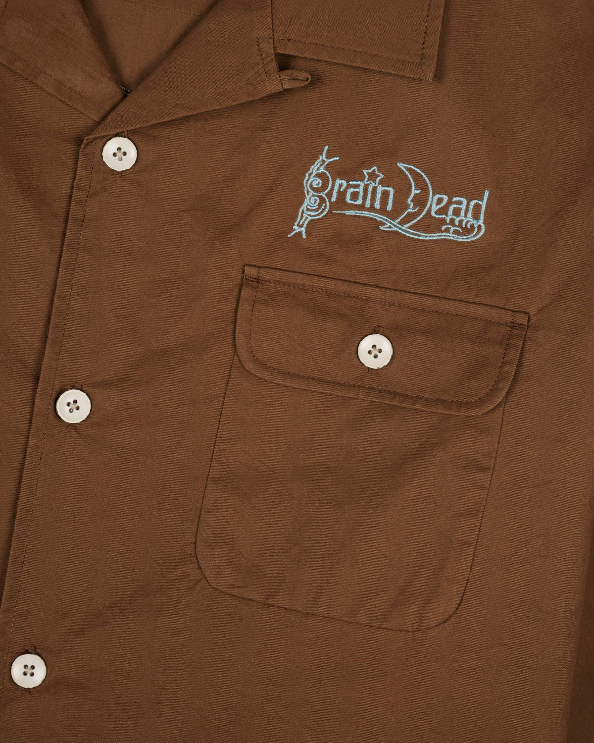 Poplin Camp Collar Shirt - Chocolate – Brain Dead