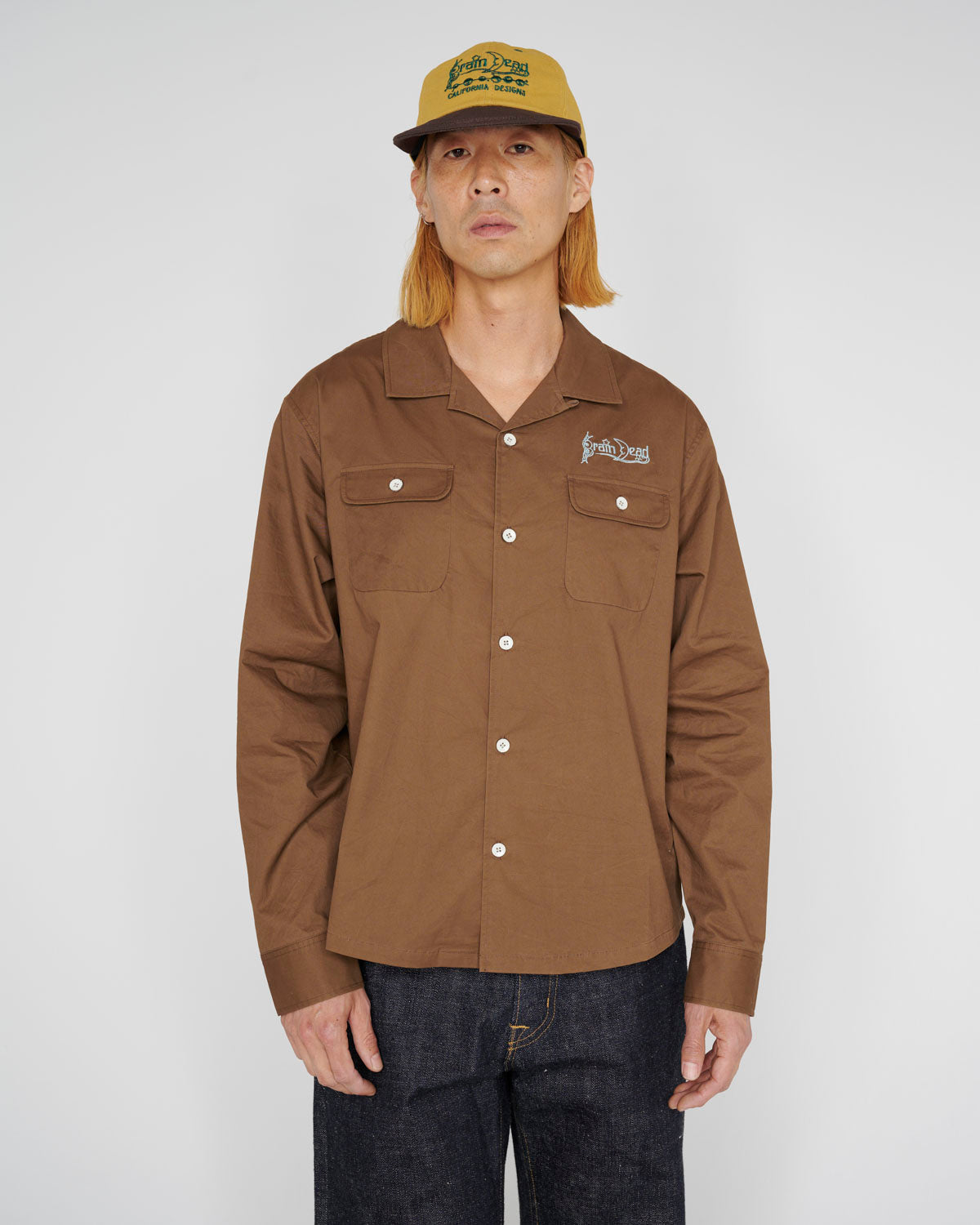 Poplin Camp Collar Shirt - Chocolate – Brain Dead