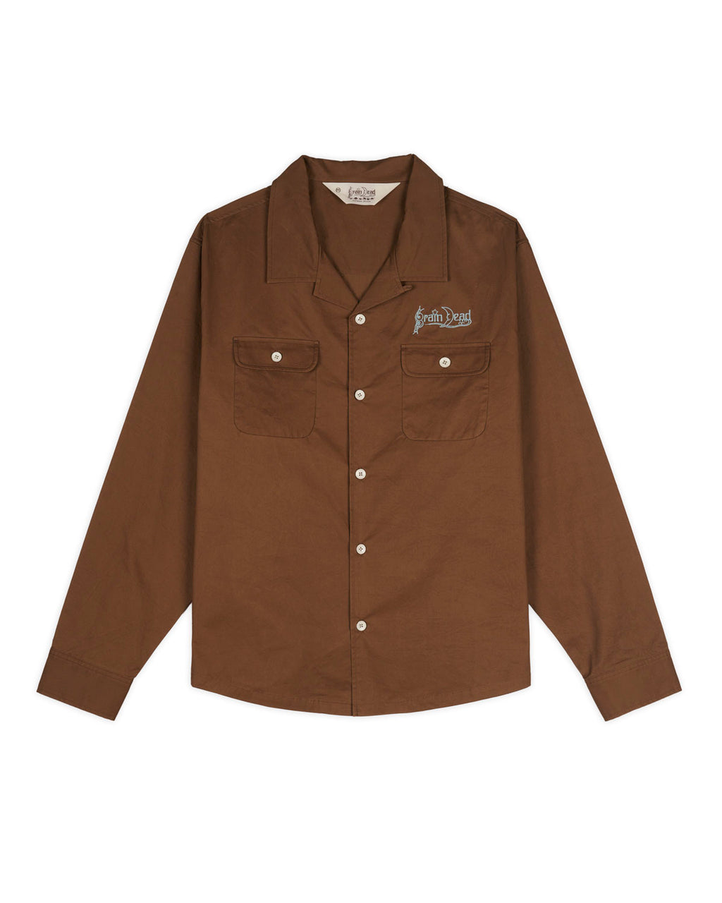 Poplin Camp Collar Shirt - Chocolate Poplin Camp Collar Shirt - Chocolate