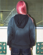 Padded Elbow Zip-Up Hoodie - Washed Black 8