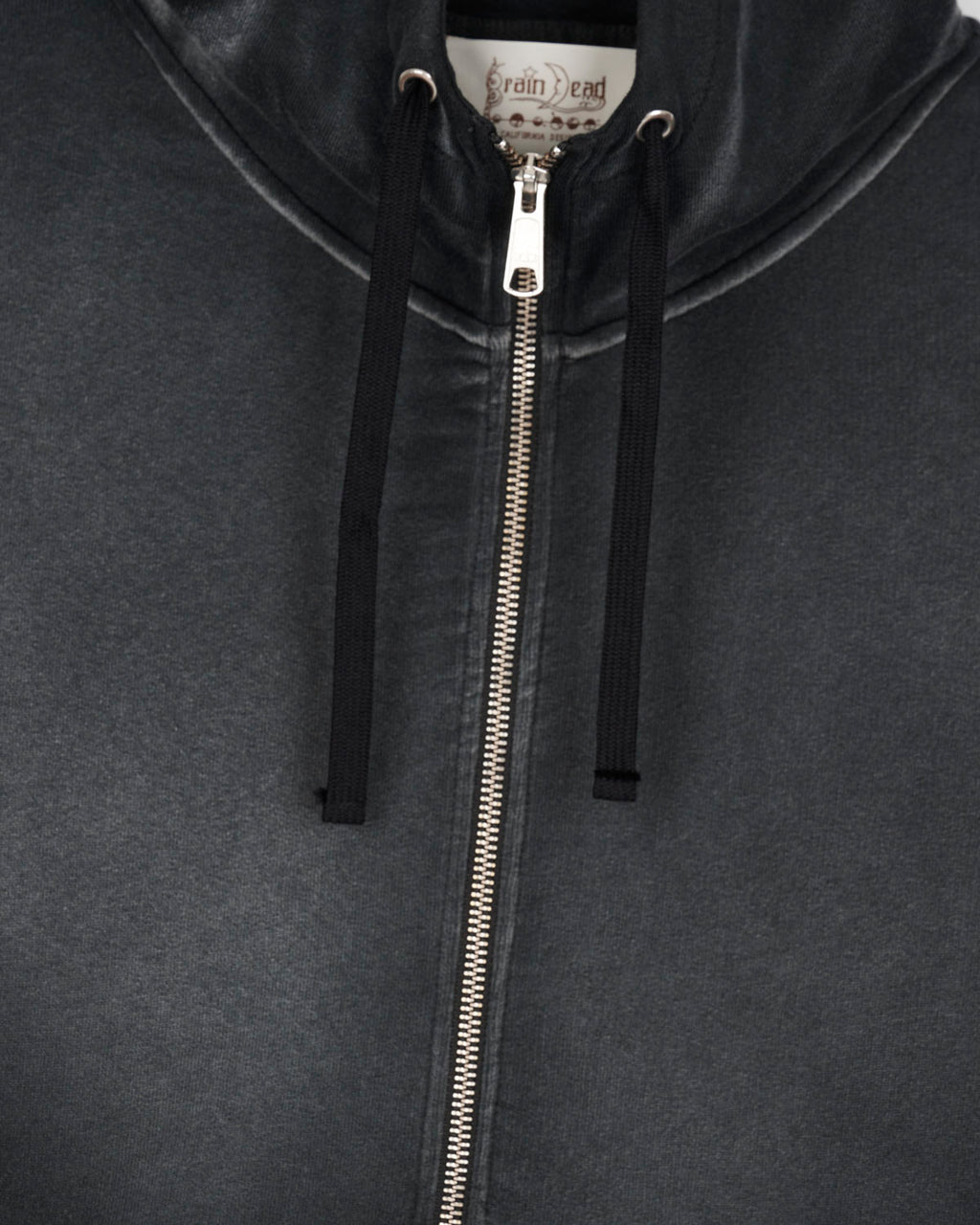 Padded Elbow Zip-Up Hoodie - Washed Black 3