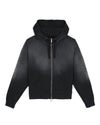 Padded Elbow Zip-Up Hoodie - Washed Black