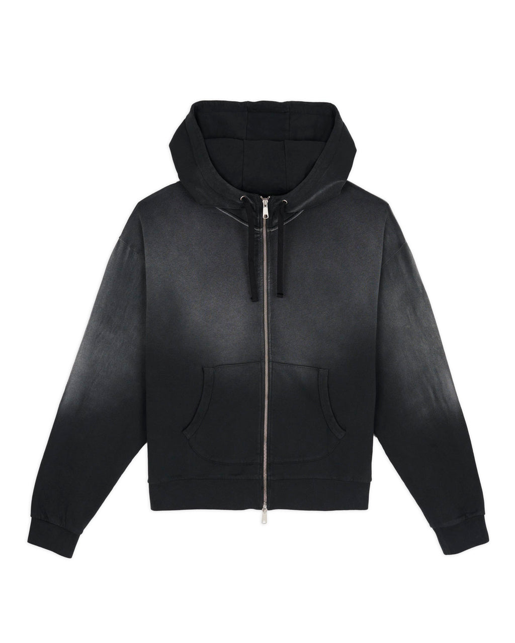 Padded Elbow Zip-Up Hoodie - Washed Black