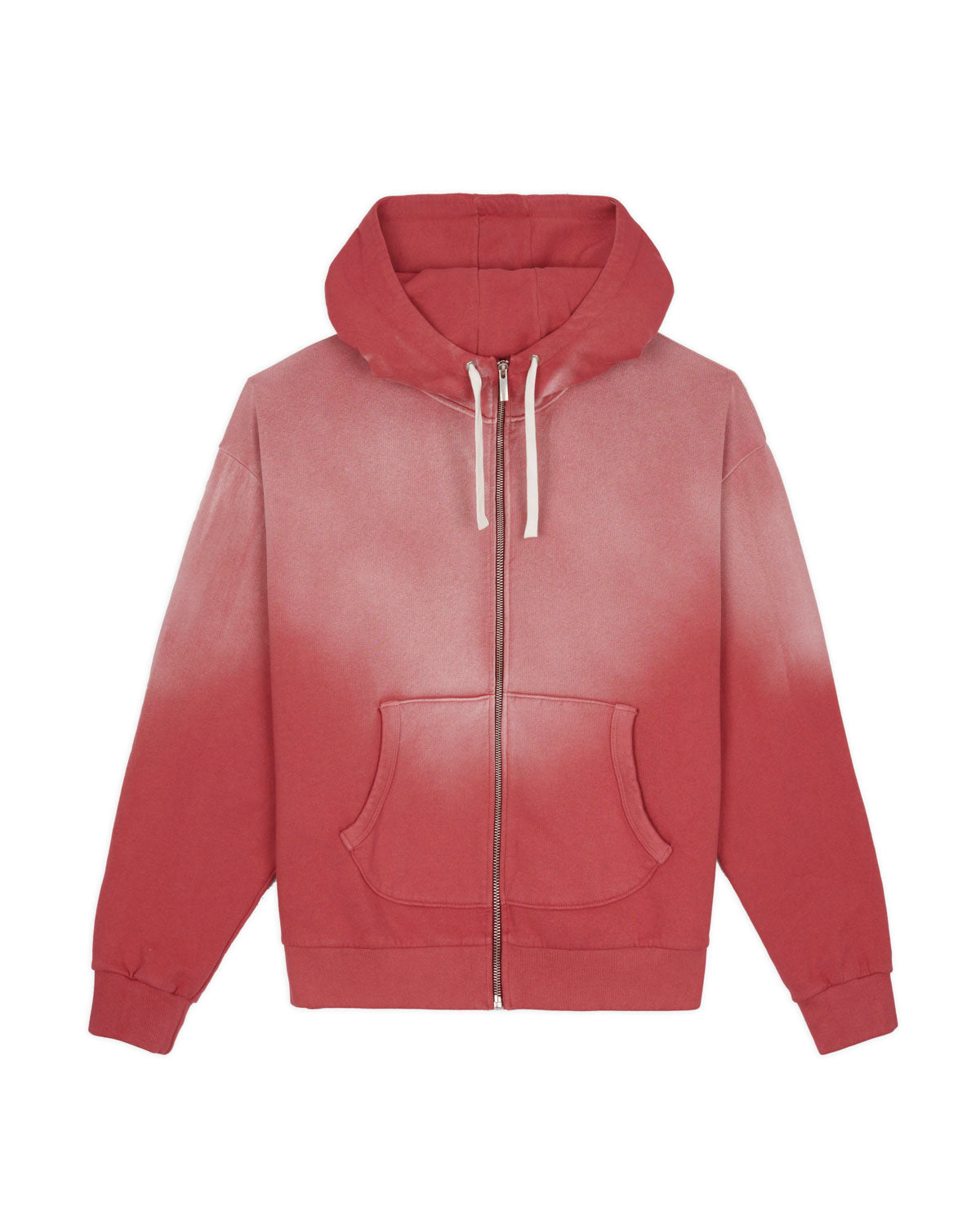 Padded Elbow Zip-Up Hoodie - Brick 1