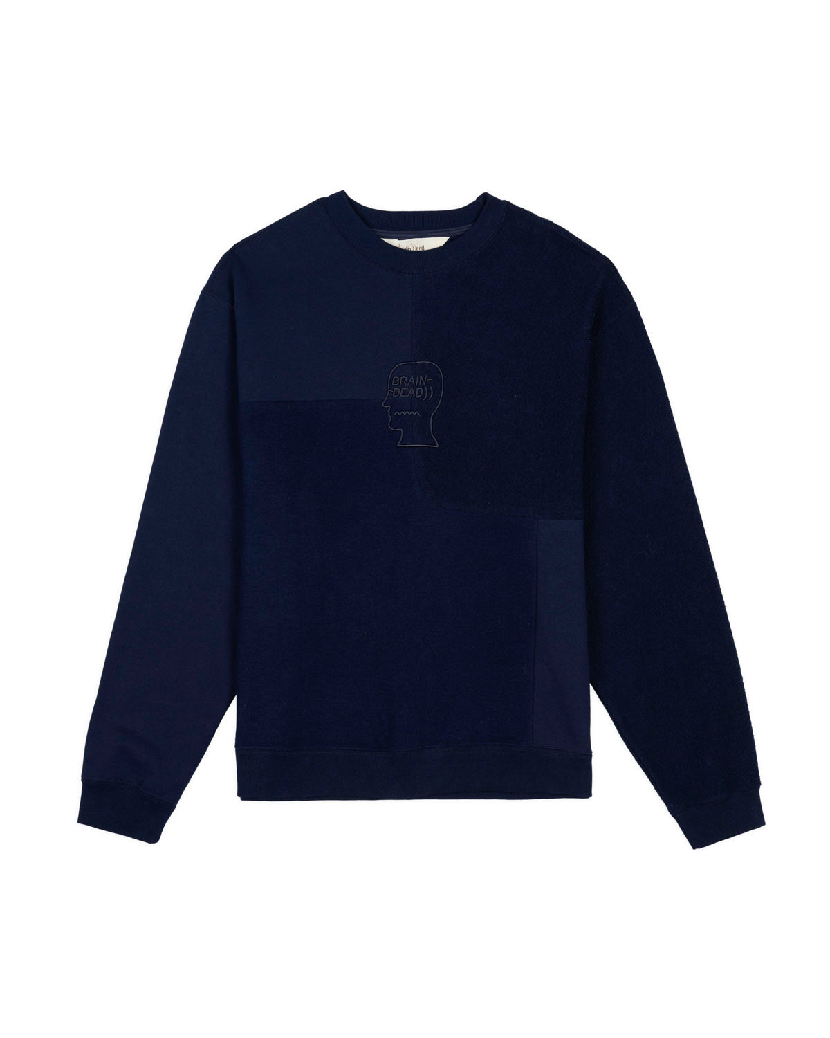 Paneled Long Sleeve Crewneck - Navy – Brain Dead