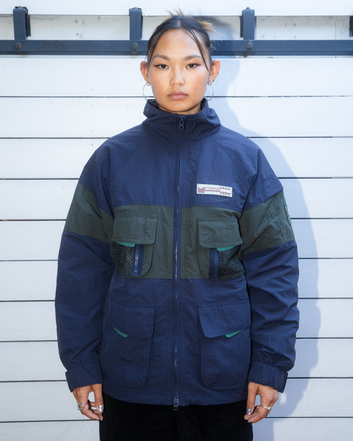 Paneled Snow Jacket - Navy – Brain Dead