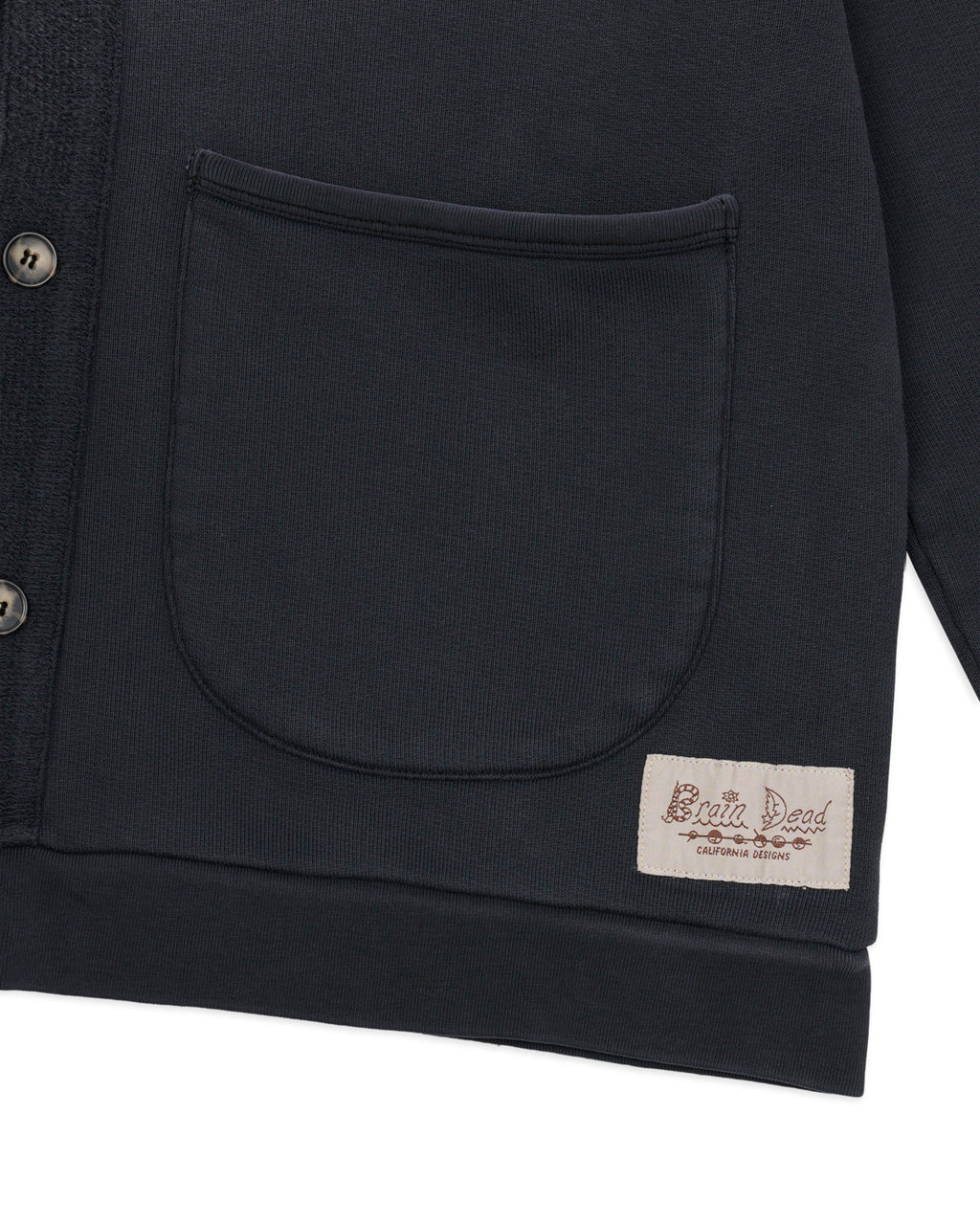 Pigment Dyed French Terry Cardigan - Washed Black 3