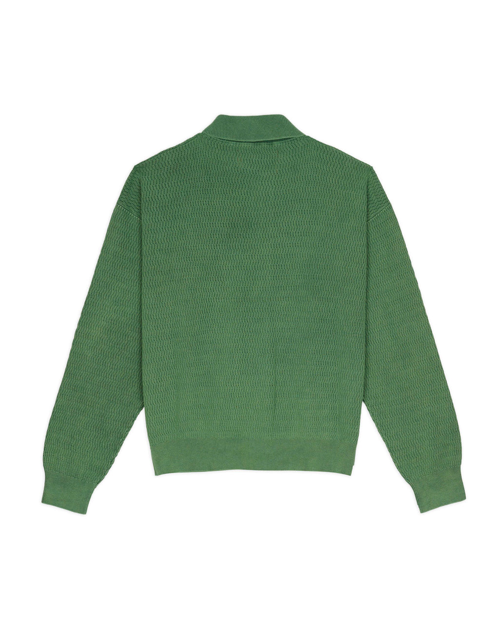Pigment Dye Long Sleeve Polo Sweater - Green 5