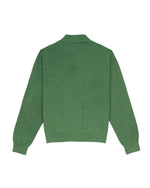 Pigment Dye Long Sleeve Polo Sweater - Green 5