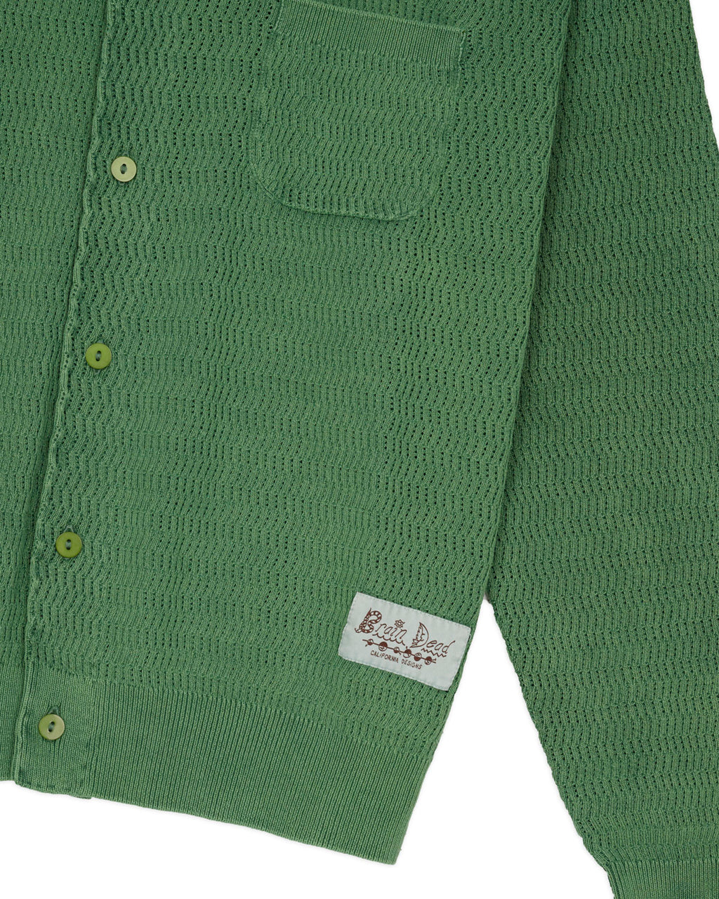 Pigment Dye Long Sleeve Polo Sweater - Green 3