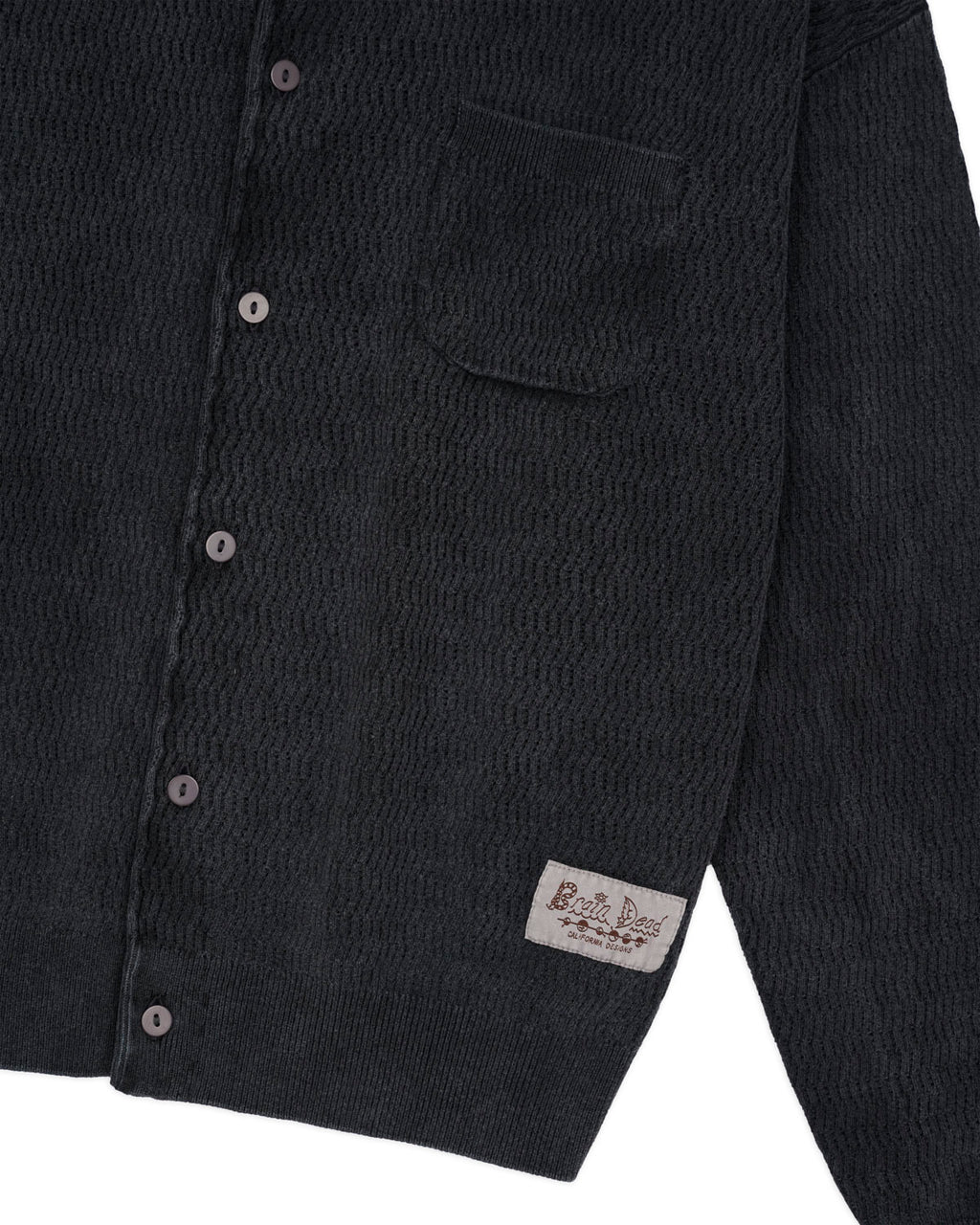 Pigment Dye Long Sleeve Polo Sweater - Ink 3