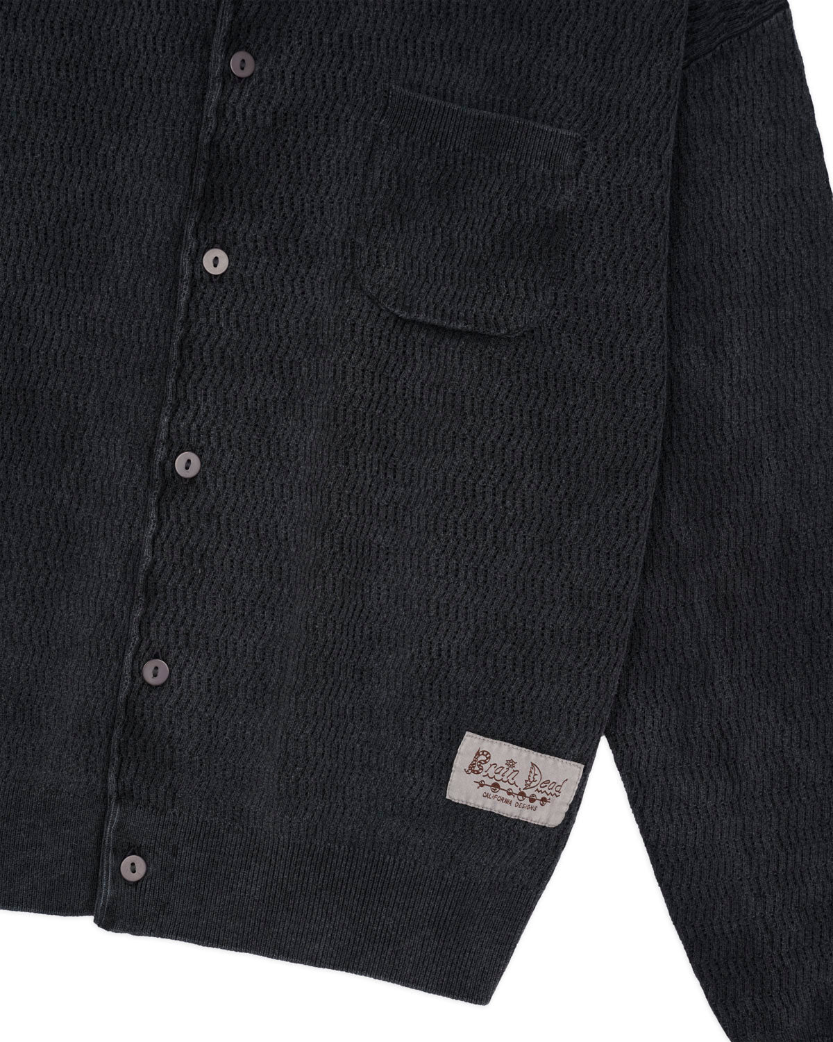 Pigment Dye Long Sleeve Polo Sweater - Ink 3