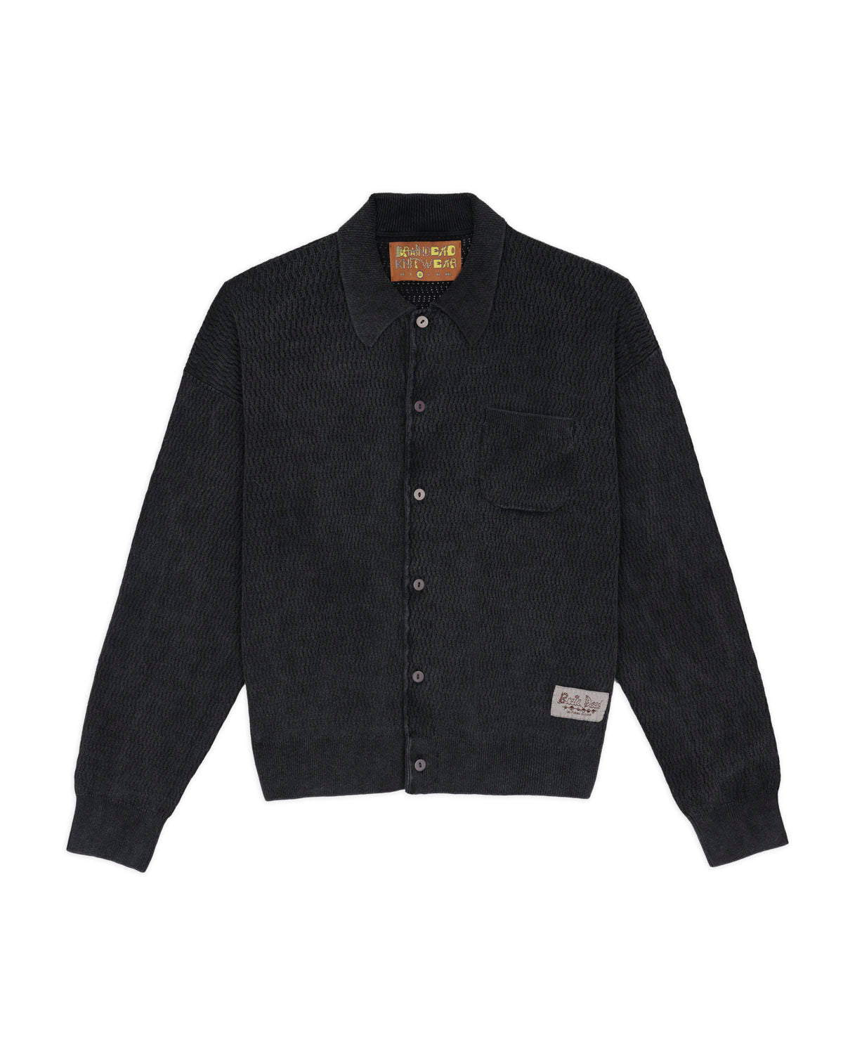 Pigment Dye Long Sleeve Polo Sweater - Ink – Brain Dead