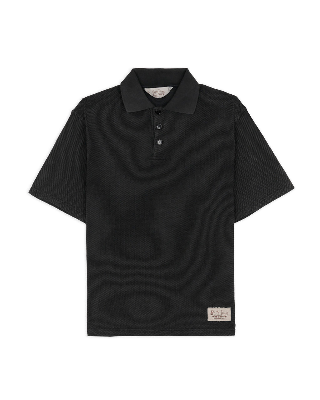 Pique Thermal Polo Shirt - Washed Black