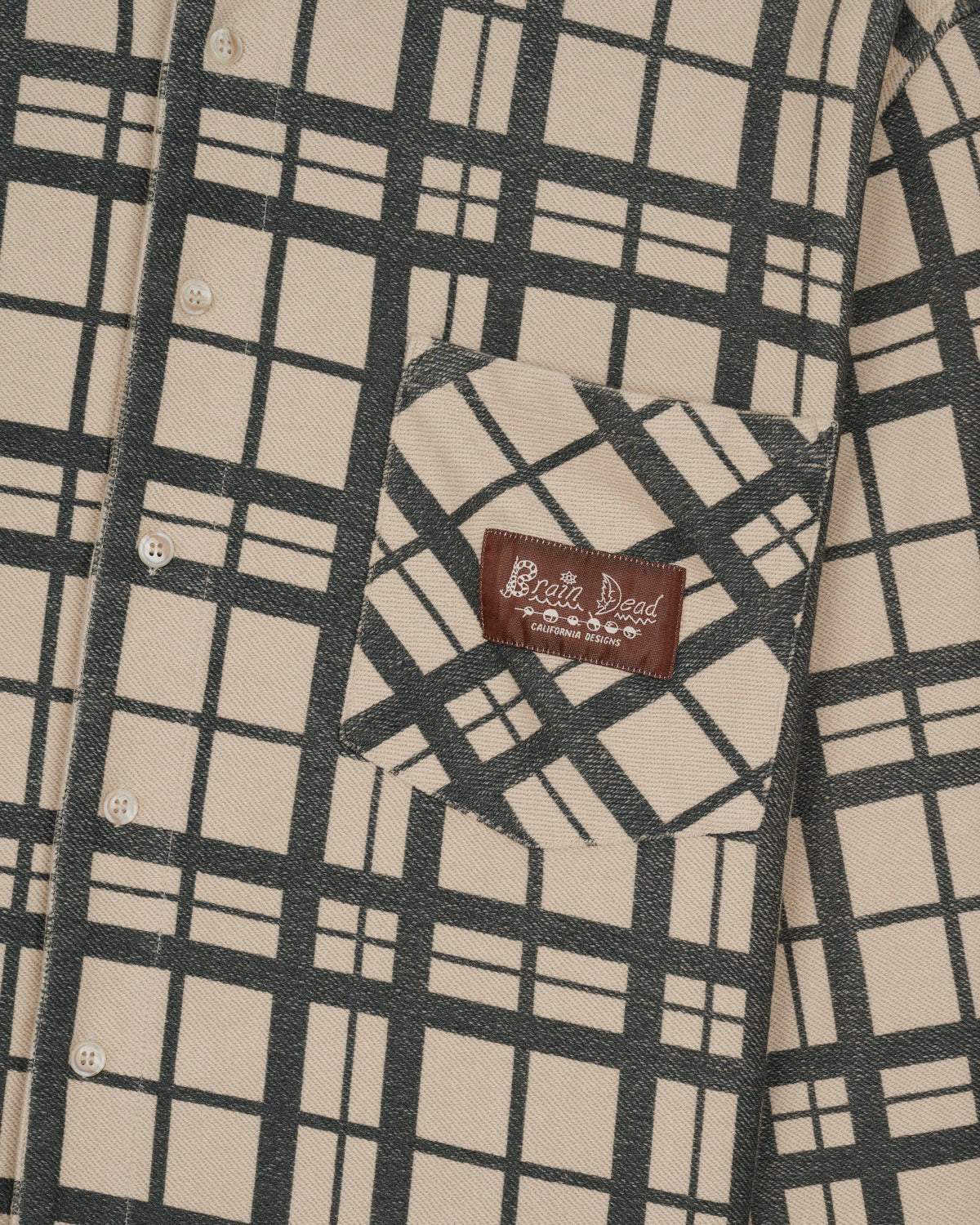 Plaid French Terry Button Up - Sand 3