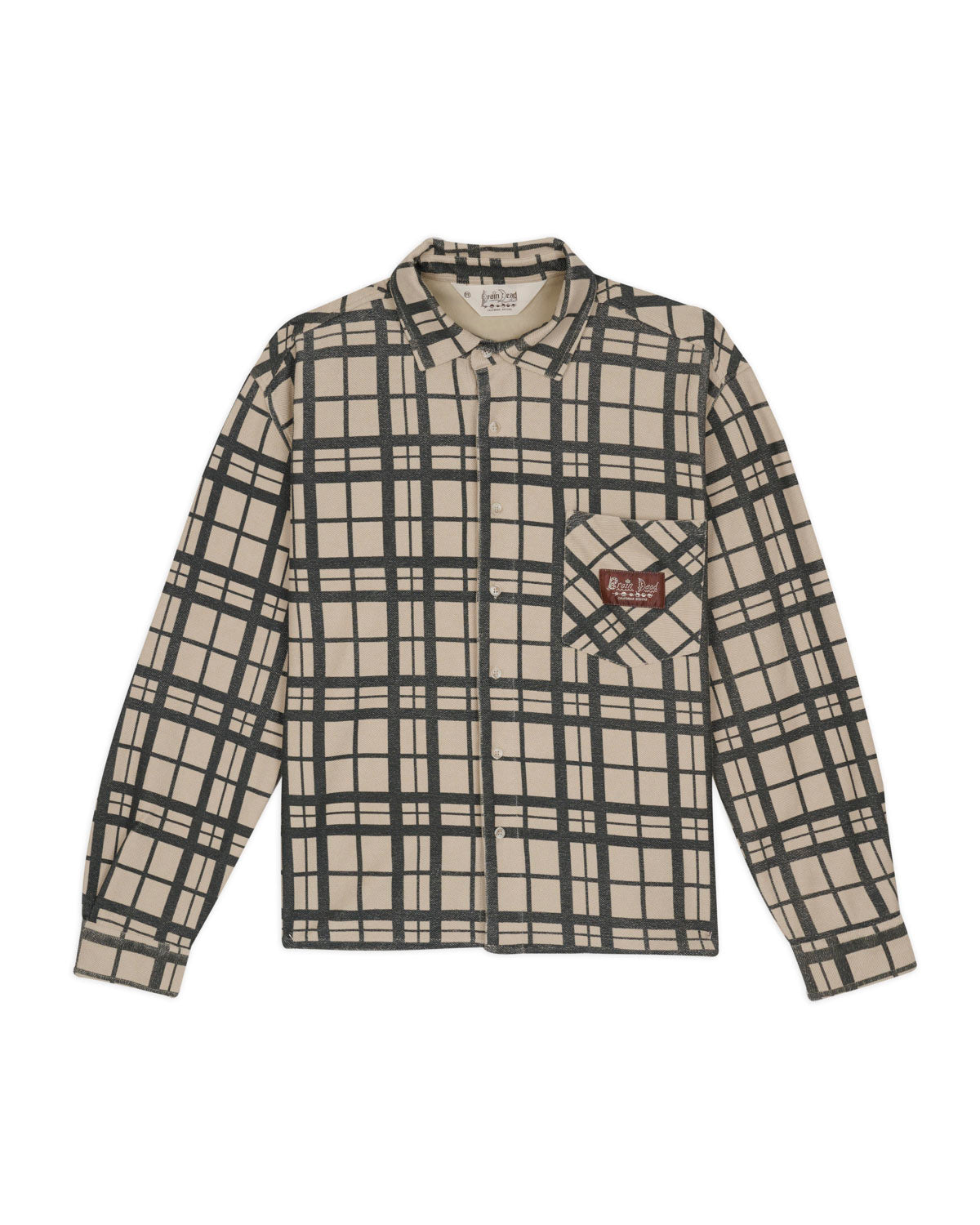 Plaid French Terry Button Up - Sand 1