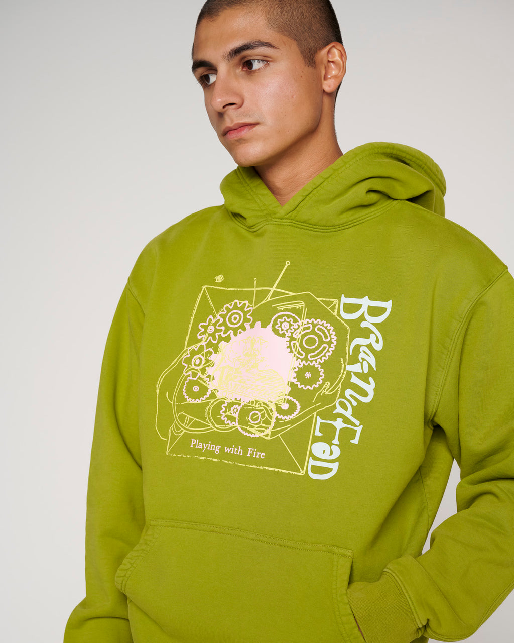 Playing With Fire Hoodie - Olive 6