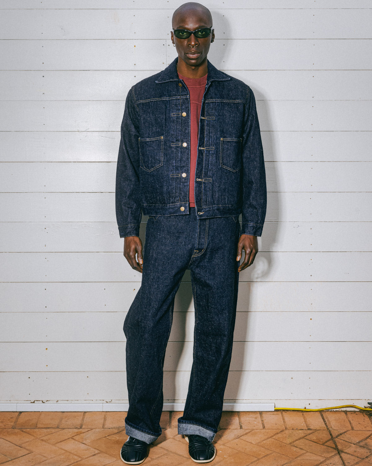 15.5oz Selvedge Denim Trucker Jacket -Rinsed Indigo 6