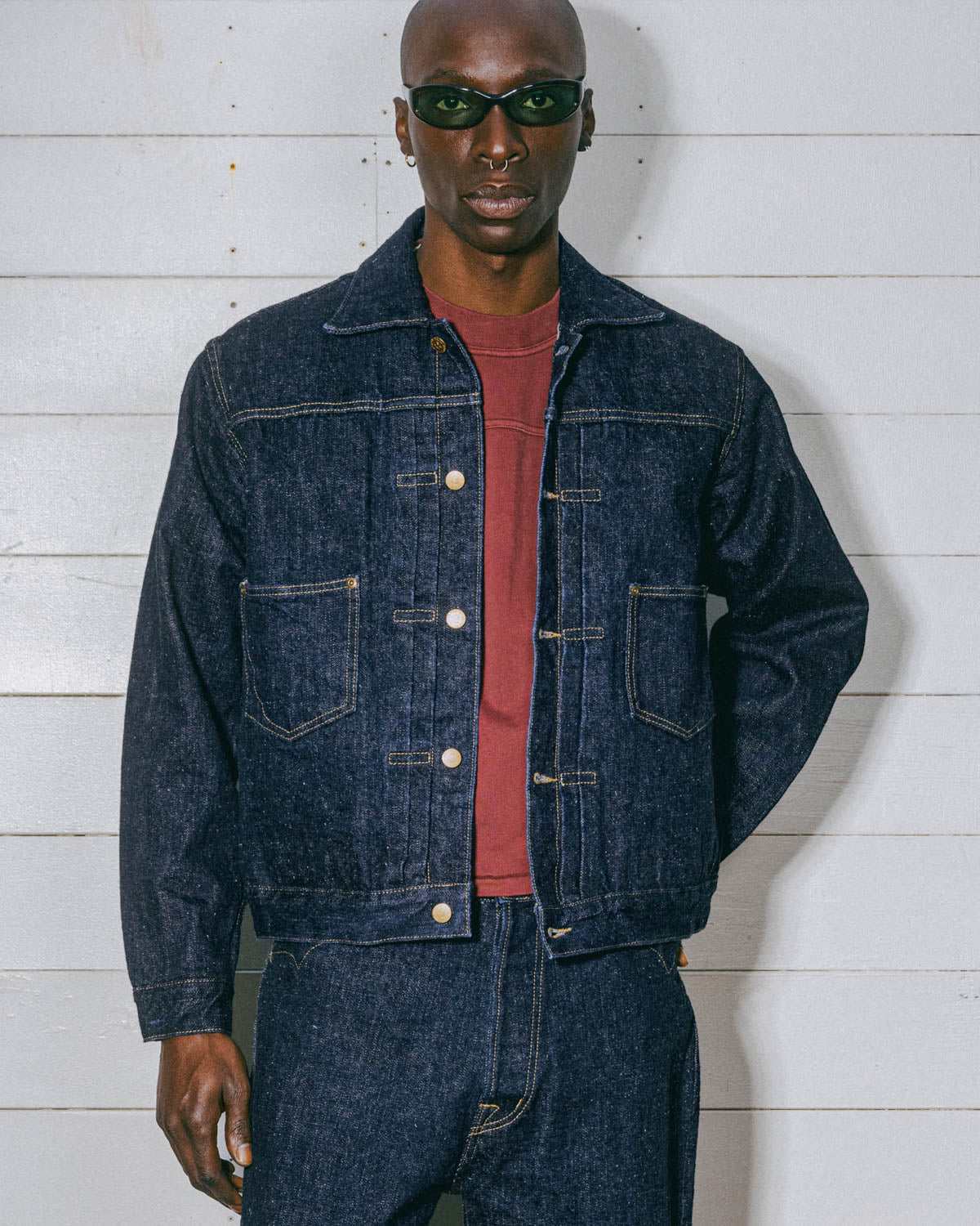 15.5oz Selvedge Denim Trucker Jacket -Rinsed Indigo 2