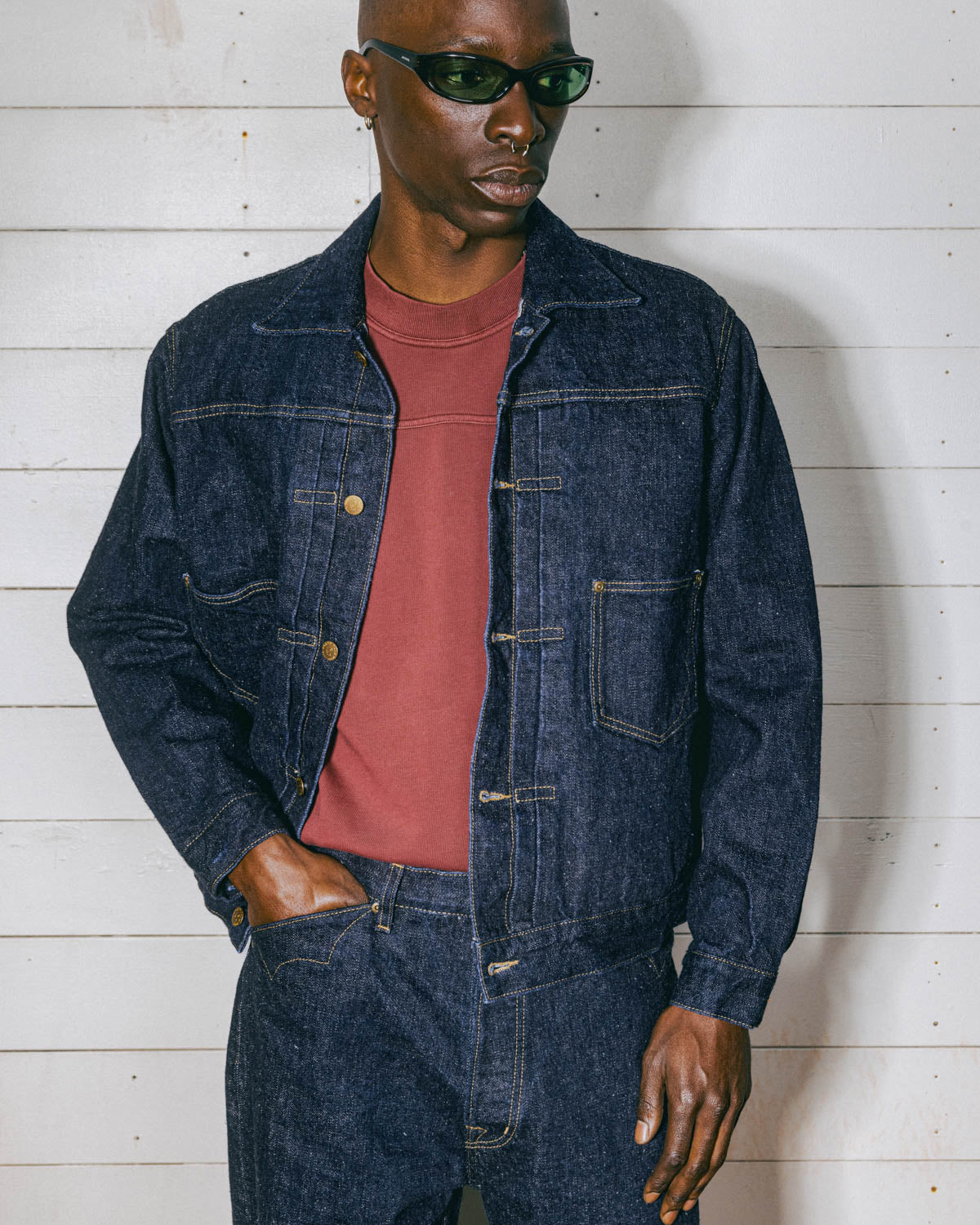 15.5oz Selvedge Denim Trucker Jacket - Rinsed Indigo – Brain Dead