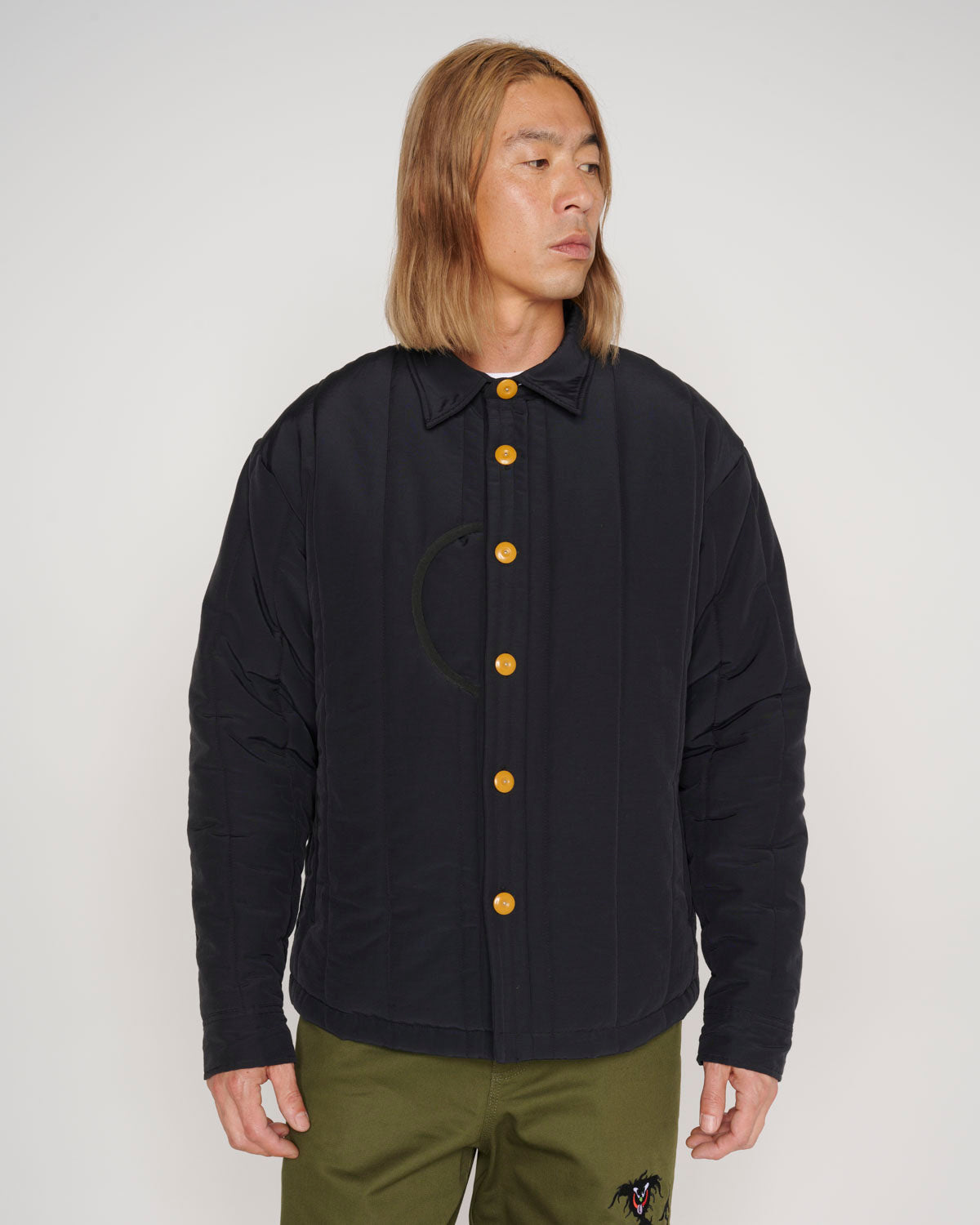 Puffer Button Up Shirt Jacket - Navy