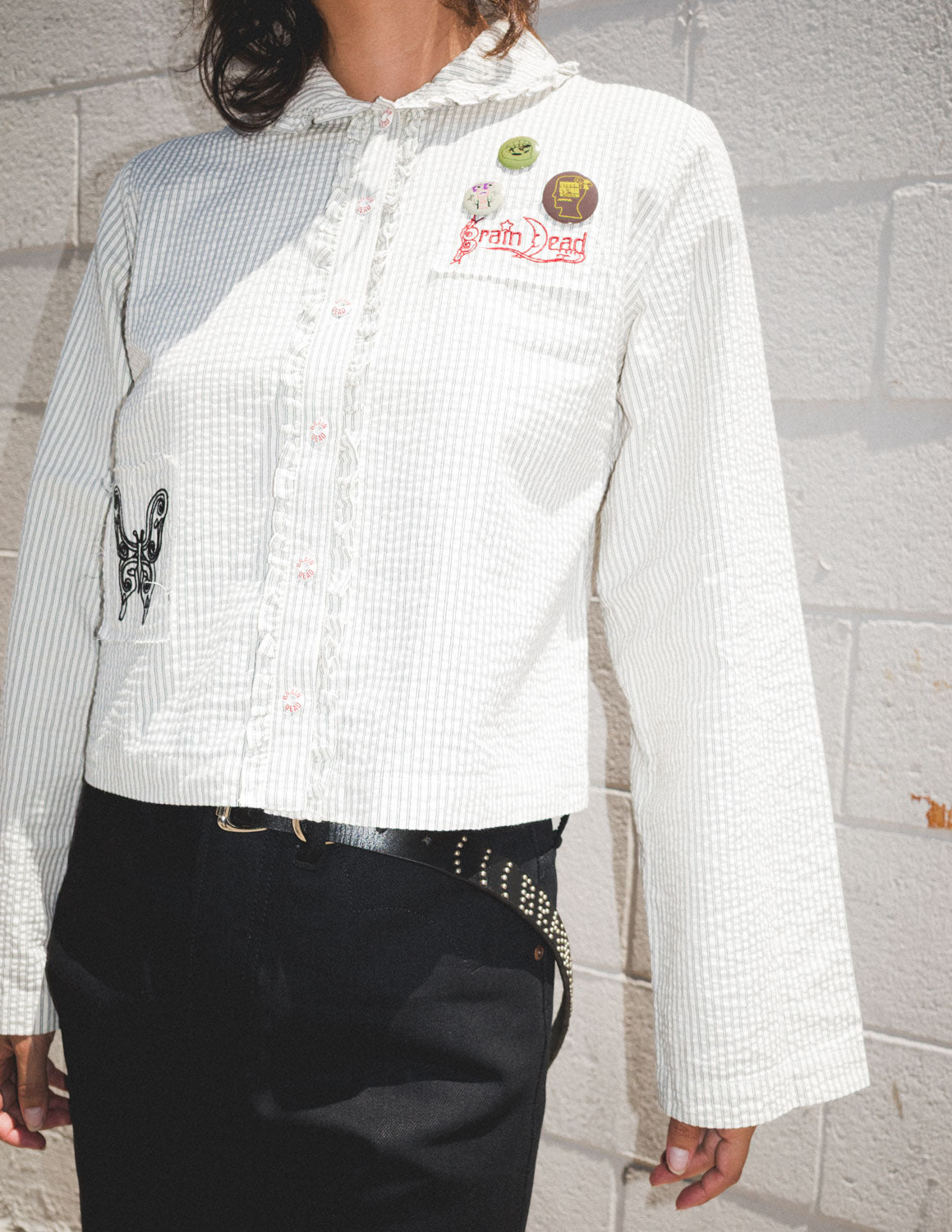 Brain Dead x Hollywood Trading Co Studded Skinny Belt - Black