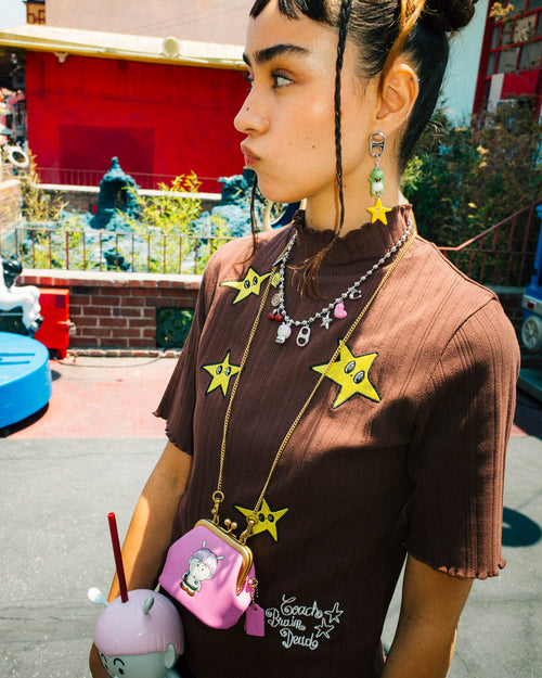Brain Dead x Coach Xerx Alien Kisslock Neck Pouch - Pink Multi 2