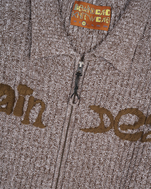 Rib Knit Cardigan - Brown Multi 2