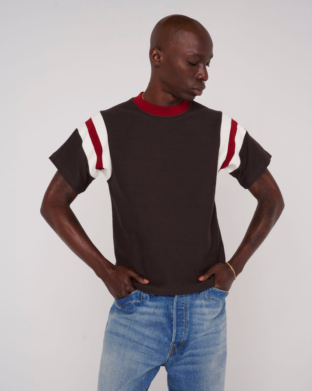 Slubby Football T-shirt - Brown 4