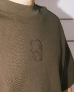 Boxy Thermal Mock Neck T-Shirt - Brown 4