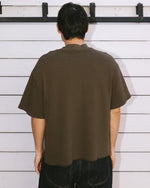 Boxy Thermal Mock Neck T-Shirt - Brown 7