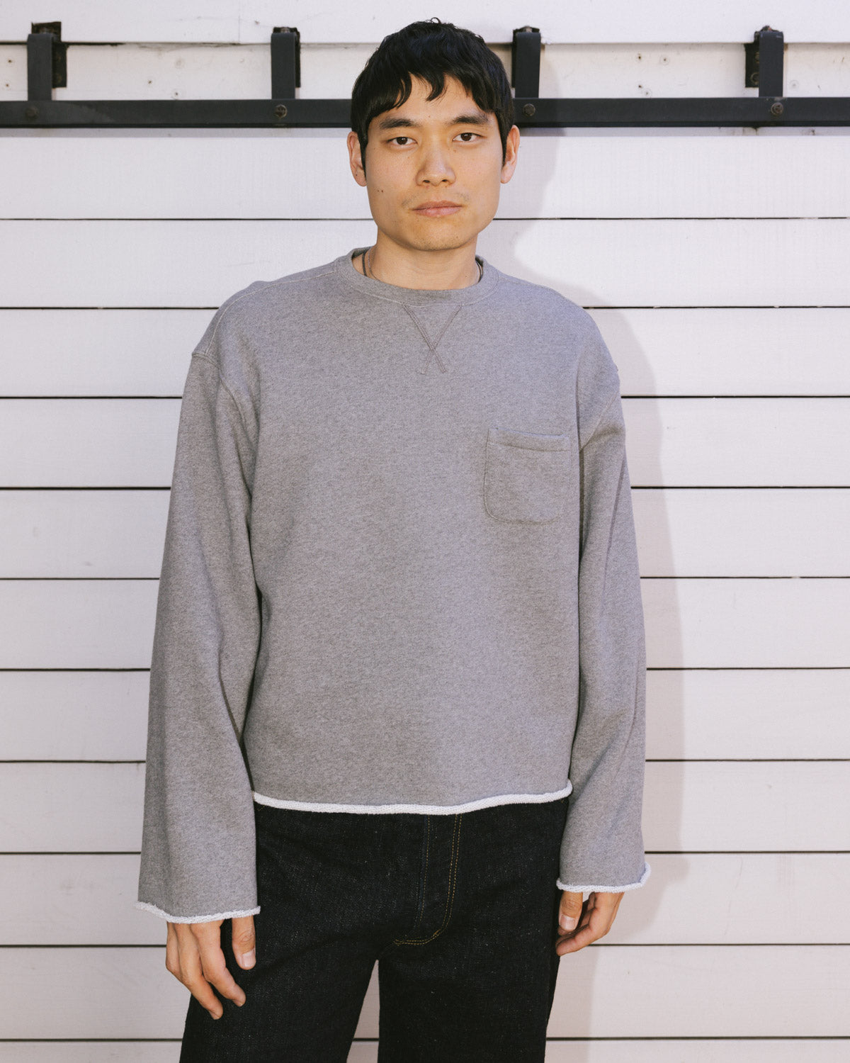 Boxy French Terry Sweatshirt - Heather Grey 2