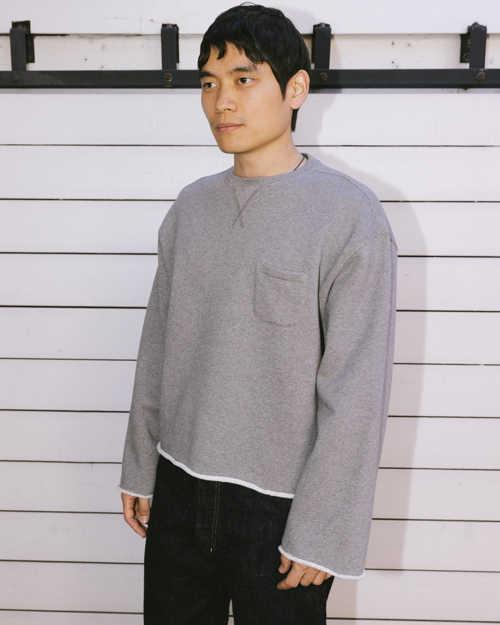 Boxy French Terry Sweatshirt - Heather Grey 4