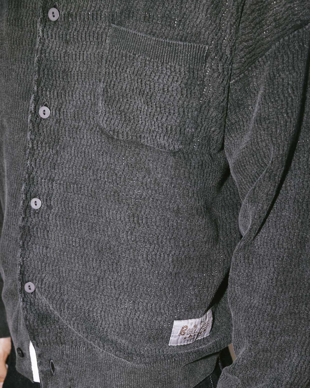 Pigment Dye Long Sleeve Polo Sweater - Ink 4