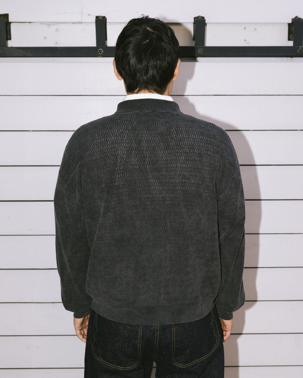 Pigment Dye Long Sleeve Polo Sweater - Ink 7