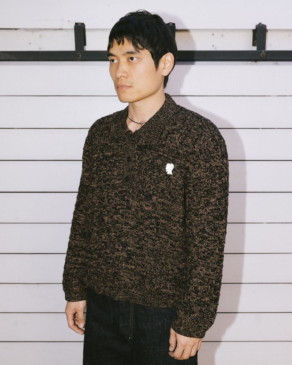 Waffle Pullover Sweater - Charcoal 6