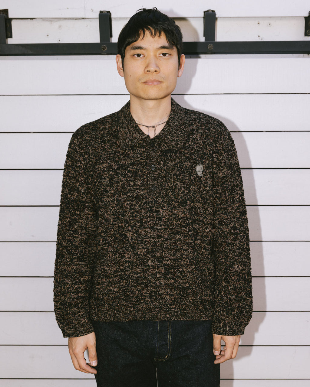 Waffle Pullover Sweater - Charcoal 7